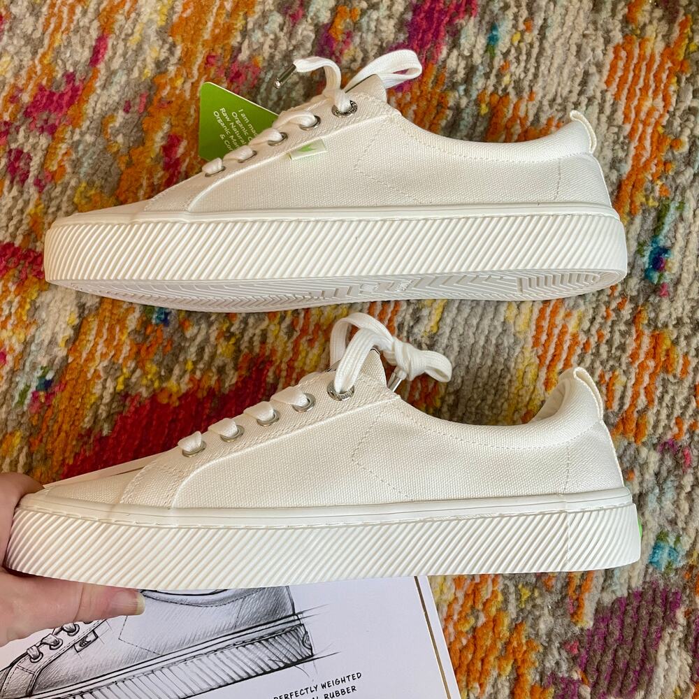 NEW NIB Cariuma Off-White Canvas Low Top Sneakers Shoes sz 8 Organic Cotton - Picture 9 of 16